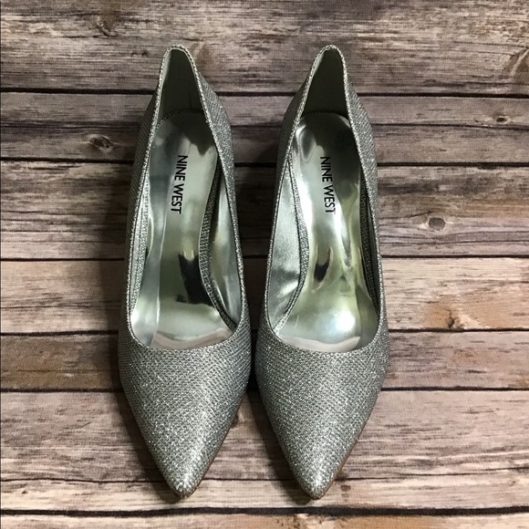 Nine West Shoes - Stunning shiny silver Nine West heels in 7 1/2M